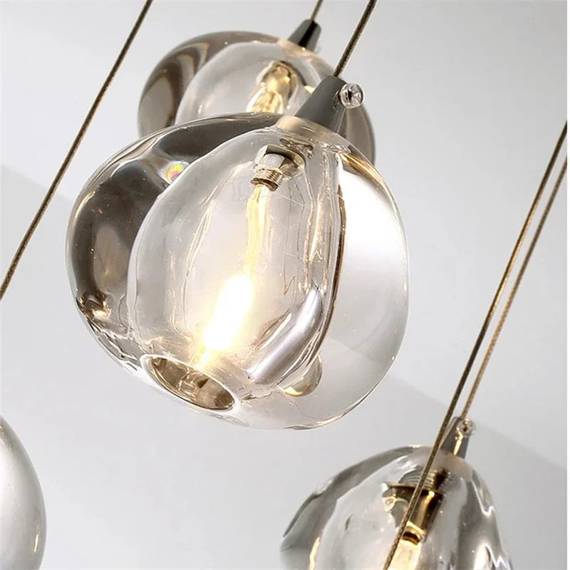 Crystal LED Chandelier Water Droplet Design Luxury Ball Hanging Lamp