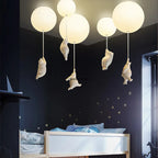 Bear LED Ceiling Chandelier: Cute PVC Ball Lampshade for Children's Room Decor