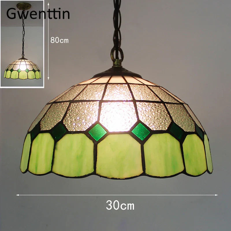 Diamond Square Stained Glass Pendant Light for Home Decor and Lighting