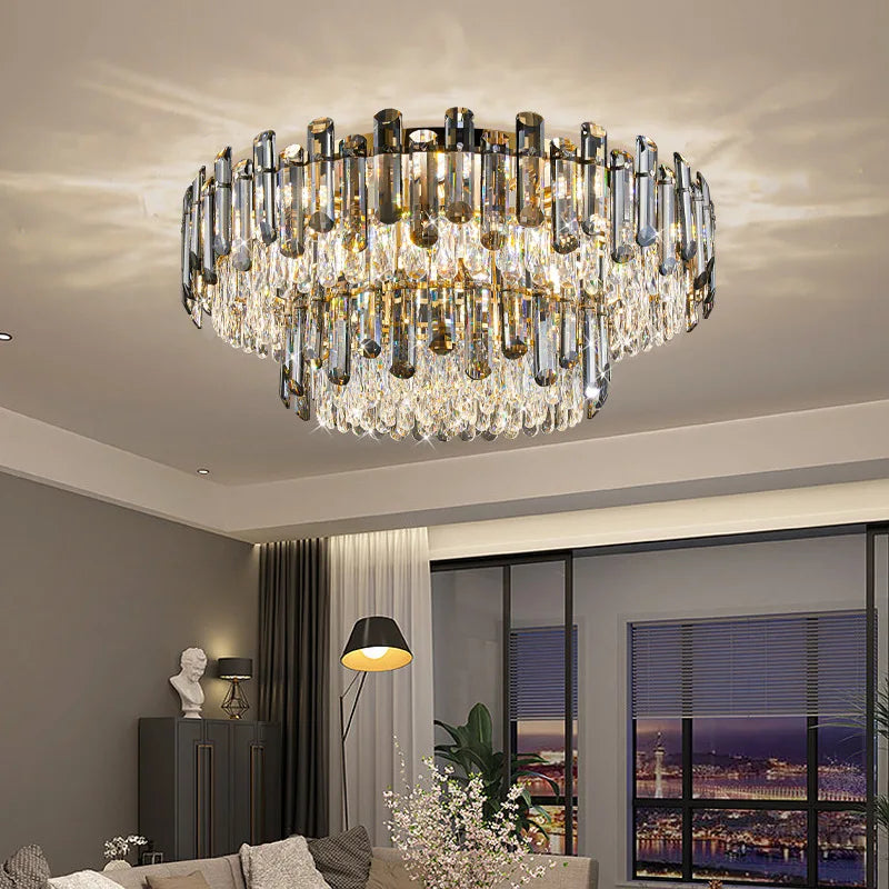 Modern Crystal Ceiling Lamp | Luxury Bedroom & Living Room Gold Light Fixtures