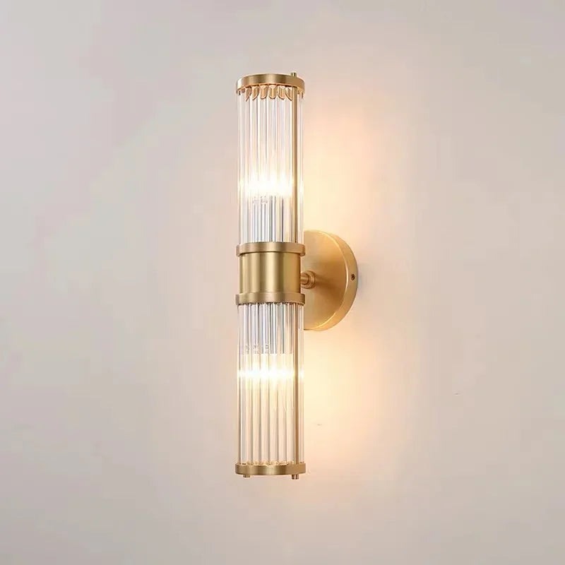 Luxury Crystal Glass Wall Sconce Light Fixture Gold for Bedroom Living Room