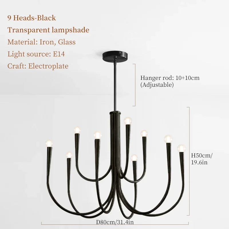 Afralia French Style Black Pendant Light Chandelier - Luxury LED Ceiling Lamp
