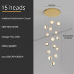 Crystal Ball LED Rotating Stair Chandelier - Nordic Luxury Loft Bubble Design