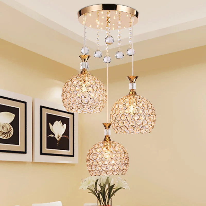 Crystal Gold Ceiling Chandelier | Modern LED Luxury Lighting for Hall