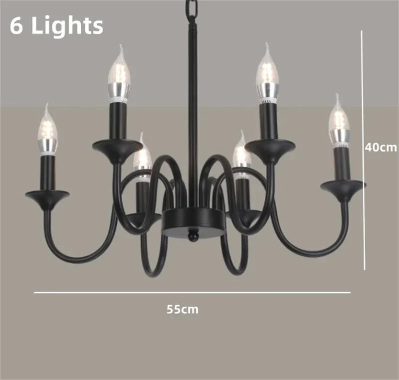Rustic Iron Candle Chandelier Pendant for Kitchen Living Dining Room Bar Home