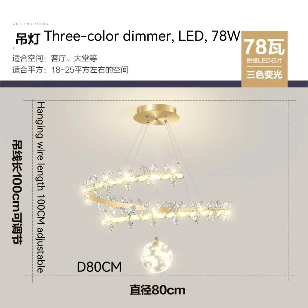 Crystal Flower Gold Ceiling Chandelier: Modern Luxury Nordic Living Room Light