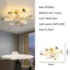 Gold Branches Chandelier with Porcelain Leaves Pendant Light - Luxury Living room Decor