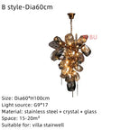 Stainless Steel Crystal Pendant Light Living Room Bedroom Stairs
