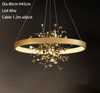 Modern Golden Ring LED Pendant Chandelier for Living Room and Bedroom