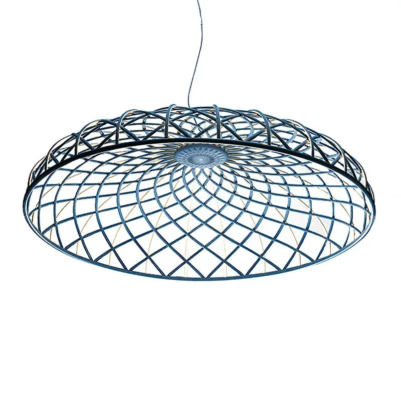 SKynest Rope LED Chandelier: Circular Woven Fireworks Light for Living Room & Restaurant
