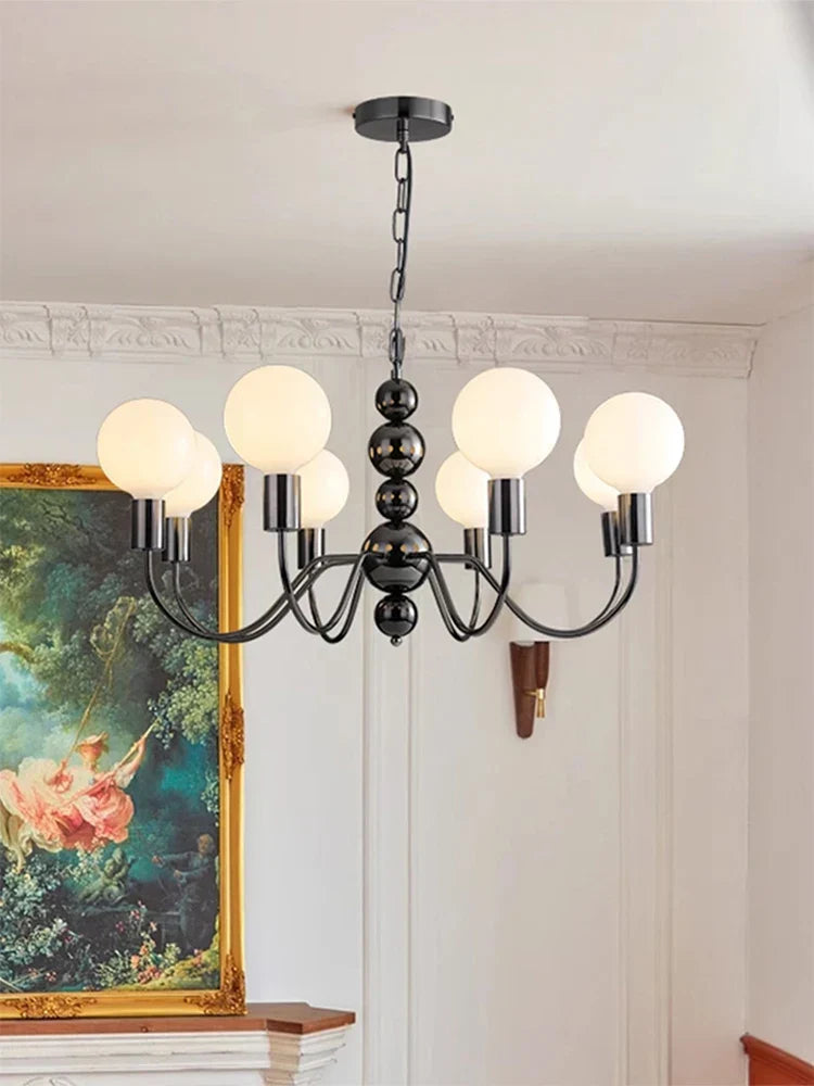 Pearl Black Chandelier: Minimalist High-End Bauhaus Design for Living Room Bedroom Study