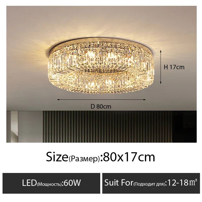 Modern Crystal LED Chandelier Chrome & Gold Ceiling Lamp for Living Room Decor