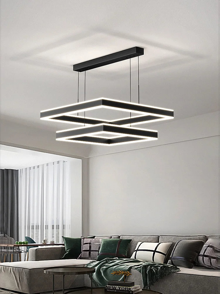 Square Chandelier LED Lamp - Nordic Modern Minimalist Light Luxury Fixture