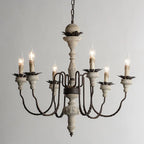 Retro Craft Solid Wood Heads Chandelier for Living Room Farmhouse Church Villa