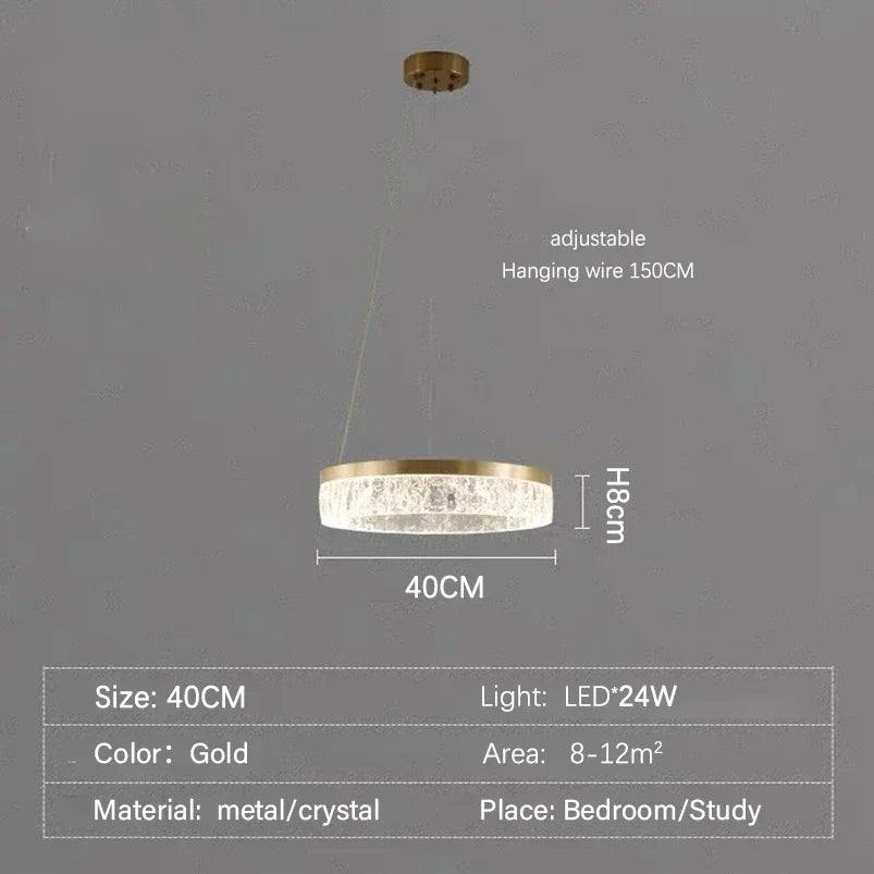 Modern LED Golden Round Chandelier Living Room Luxury Ring Lighting