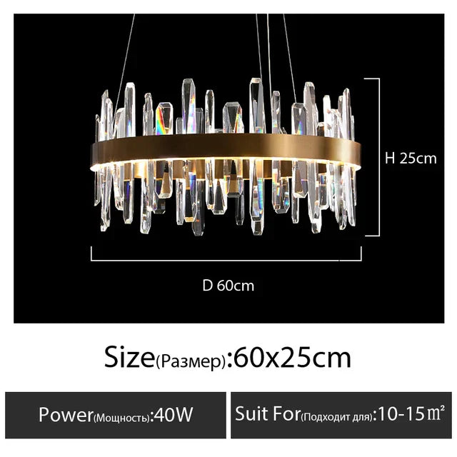 K9 Luxury Pendant Chandelier, LED Indoor Lighting for Kitchen, Living Room, Bedroom