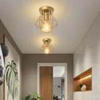 Gold Iron Cage Ceiling Light Modern Nordic Decor Retro Loft Fixture E27