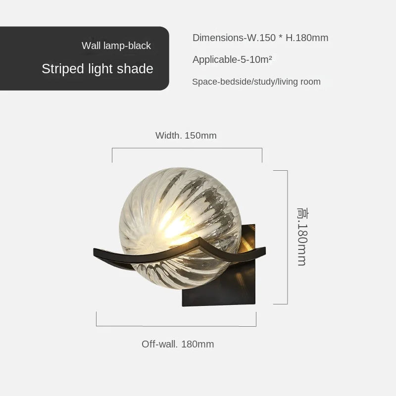 Gold Glass Ball Wall Lamp for Modern Indoor Lighting Décor