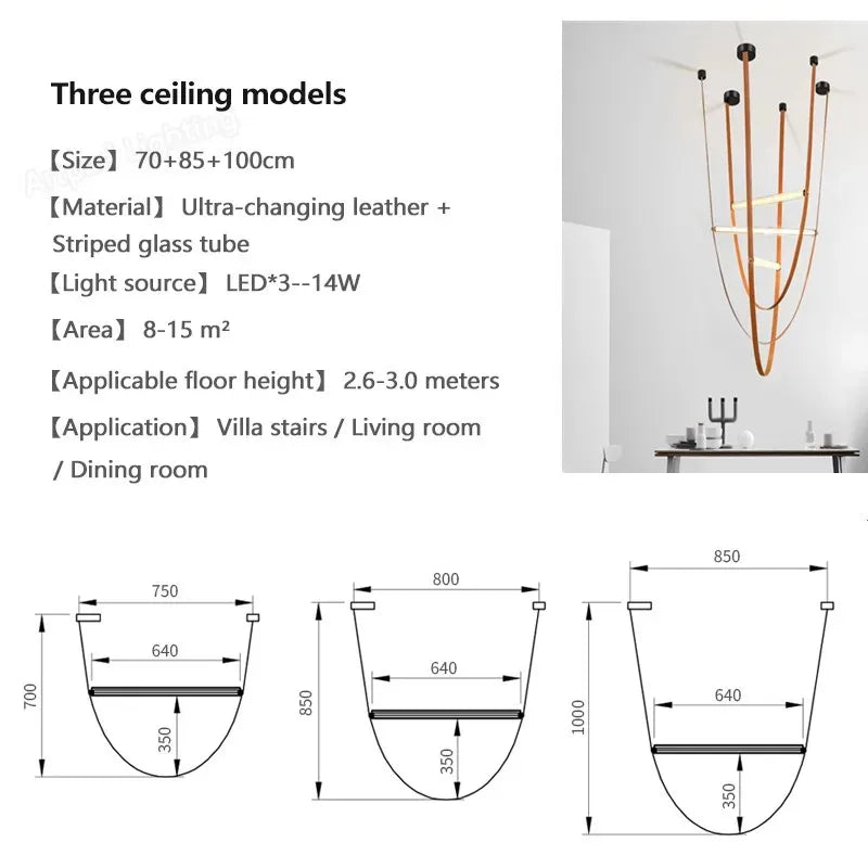 Glass Tube Pendant Lamp: Modern LED Lighting for Living Room, Duplex Villa Staircase