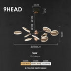 Nordic Iron LED Chandelier Rotatable Pendant Lamp for Dining Room, Living Room, Bedroom