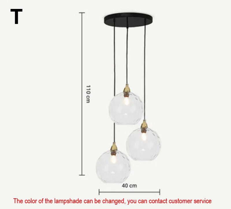 Glass Ball Lustre Pendant Lights - Modern Nordic Design for Kitchen, Bedroom, or Restaurant