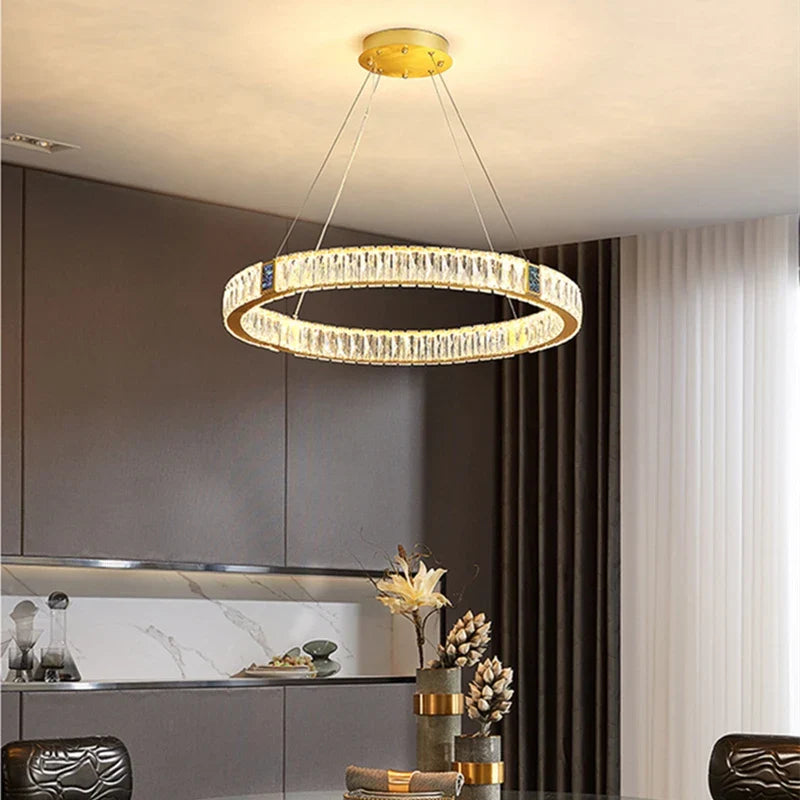 Crystal LED Chandelier for Kitchen Dining Room Duplex Villa Lighting Fixtures