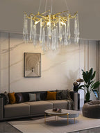 Large Droplet Crystal Chandelier: Modern Bedroom & Restaurant Pendent Lamp