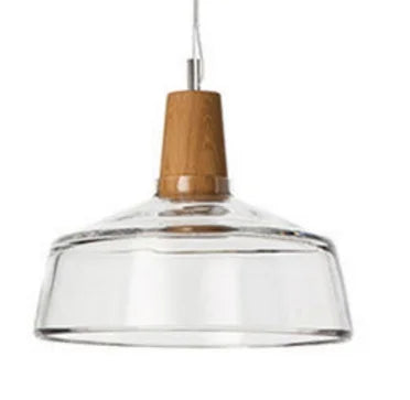 Glass & Wood Pendant Light: Modern Nordic Hanging Lamp for Bar, Table, Dining - Gray Retro Decor