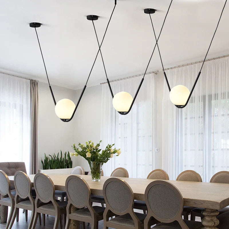 Perle Trio Pendant Lamp: Golden Black Metal Linear Dining Light