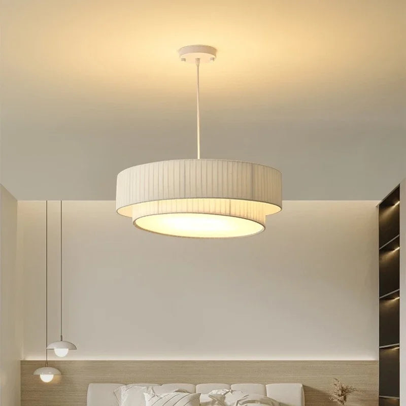 Modern White Fabric Chandelier Pendant Light Fixture