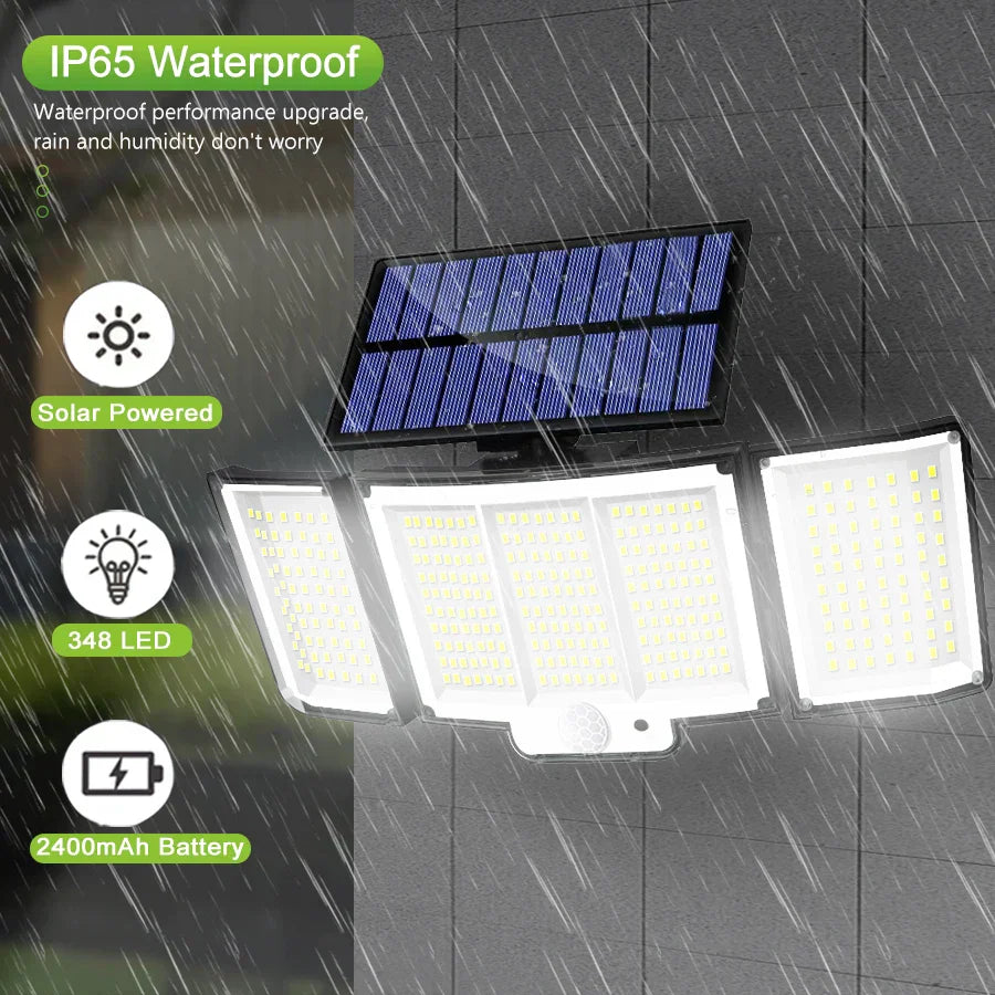 Solar Motion Sensor Wall Lamp 328/348 LED Remote Flood Light IP65 Waterproof