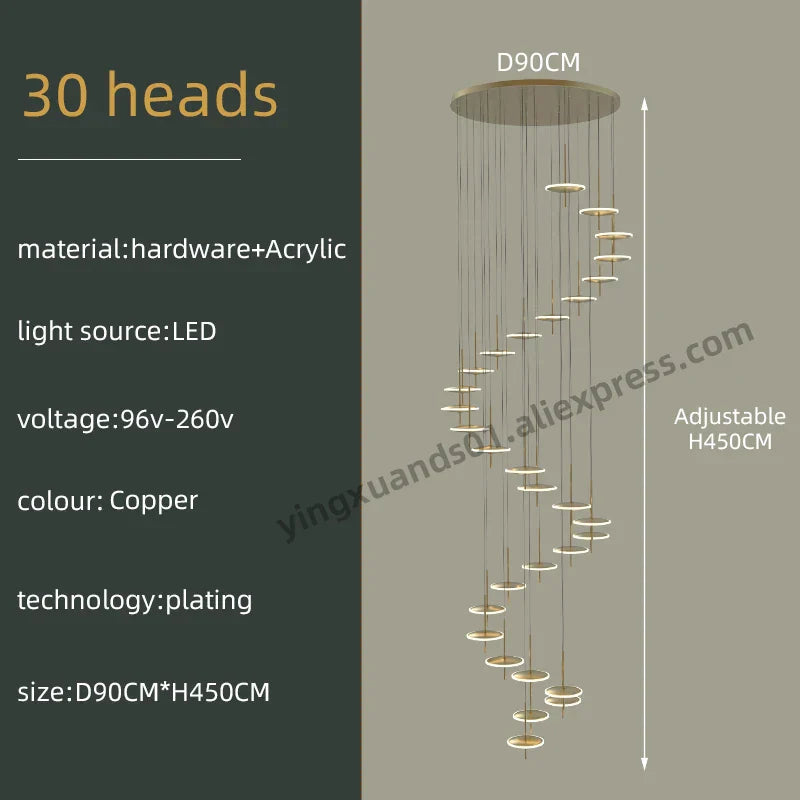 Nordic Black Gold Chandeliers LED Hanging Lamps Acrylic Suspension Loft Pendant Lights