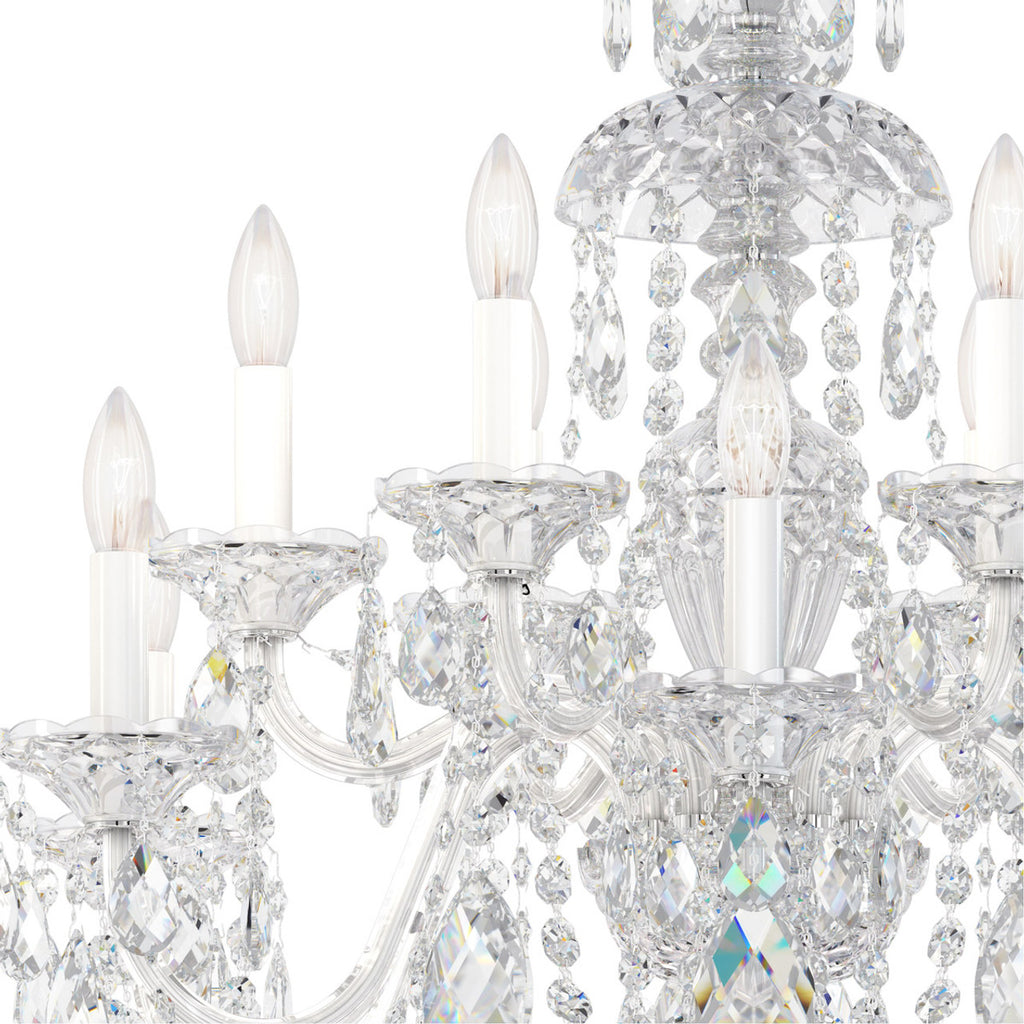 Sterling Chandelier, 12-Light, Polished Silver, Clear Heritage Crystal, 29"W (3601-40H MYJPA)