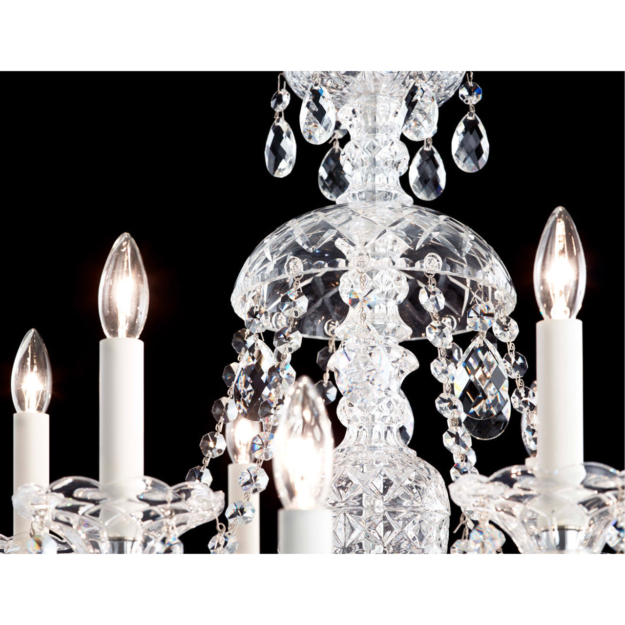 Sterling Chandelier, 12-Light, Polished Silver, Clear Heritage Crystal, 29"W (3601-40H MYJPA)