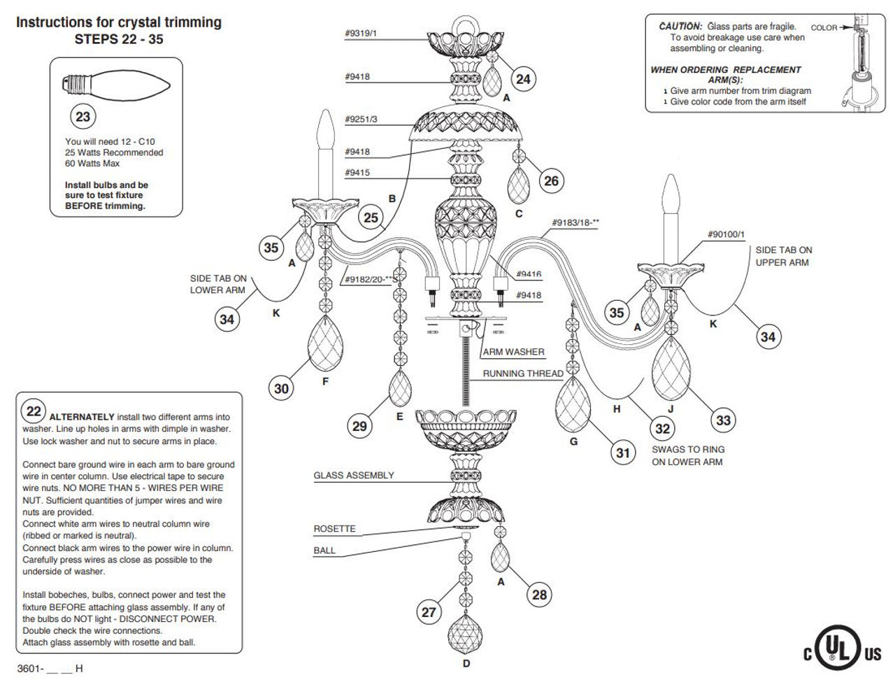 Sterling Chandelier, 12-Light, Polished Silver, Clear Heritage Crystal, 29"W (3601-40H MYJPA)
