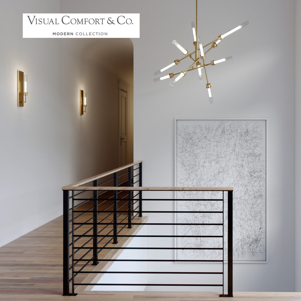 Linger Abstract Chandelier, 12-Light, LED, Natural Brass, Glass, 40.75"W (700LNG12ANB-LED930 70P9E4U)