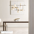 ModernRail Chandelier, 12-Light, 3-Tier, LED, Aged Brass, Frosted Glass, 48"W (700MDCHGRR 70DR3L6)