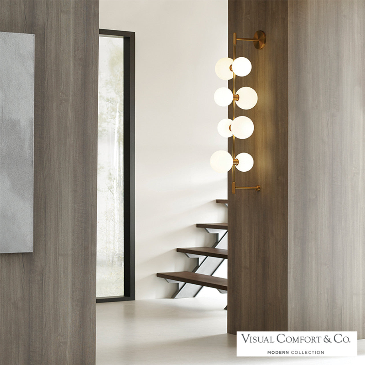 ModernRail Wall Sconce, 8-Light, LED, Aged Brass, 36"H (700MDWS3GRS 70DR3LG)