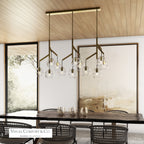 Sedona Triple Chandelier, 12-Light, LED, Aged Brass, Transparent Glass Orb, 24.5"W (700SDNMPL3CR-LED927 70E7GV5)