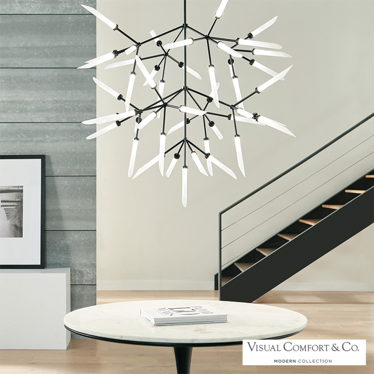 Spur Grande Chandelier, 45-Light, 3-Tier, LED, Black, Matte Black, 43.2"H (700SPRGFB-LED927 70PD8XN)