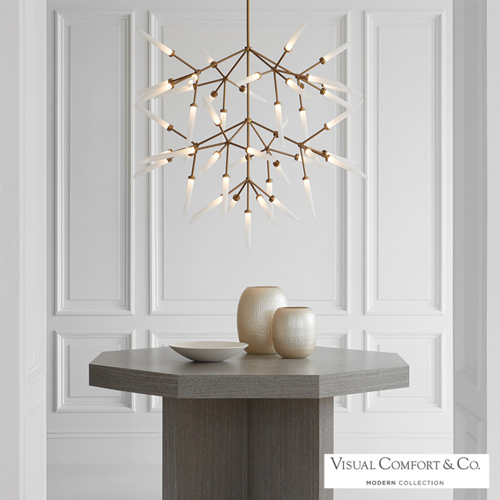 Spur Grande Chandelier, 45-Light, 3-Tier, LED, Aged Brass, Glass, 41.25"W (700SPRGFR-LED927 70E7GVR)