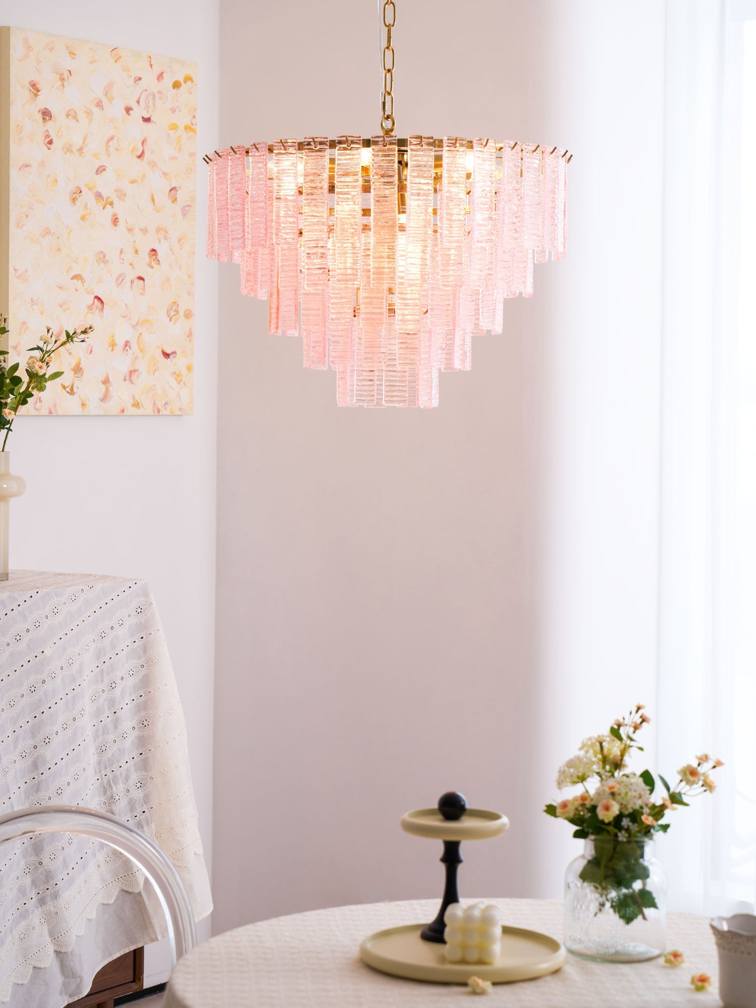 Opalora Pink Murano Chandelier