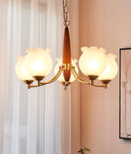 Tulips Glass Wood Chandelier