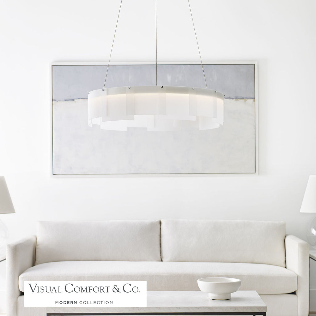 Stratos Chandelier, Integrated LED, Frosted/Satin Nickel , 30.6"W (700STR30FS-LED927 70E7HTW)