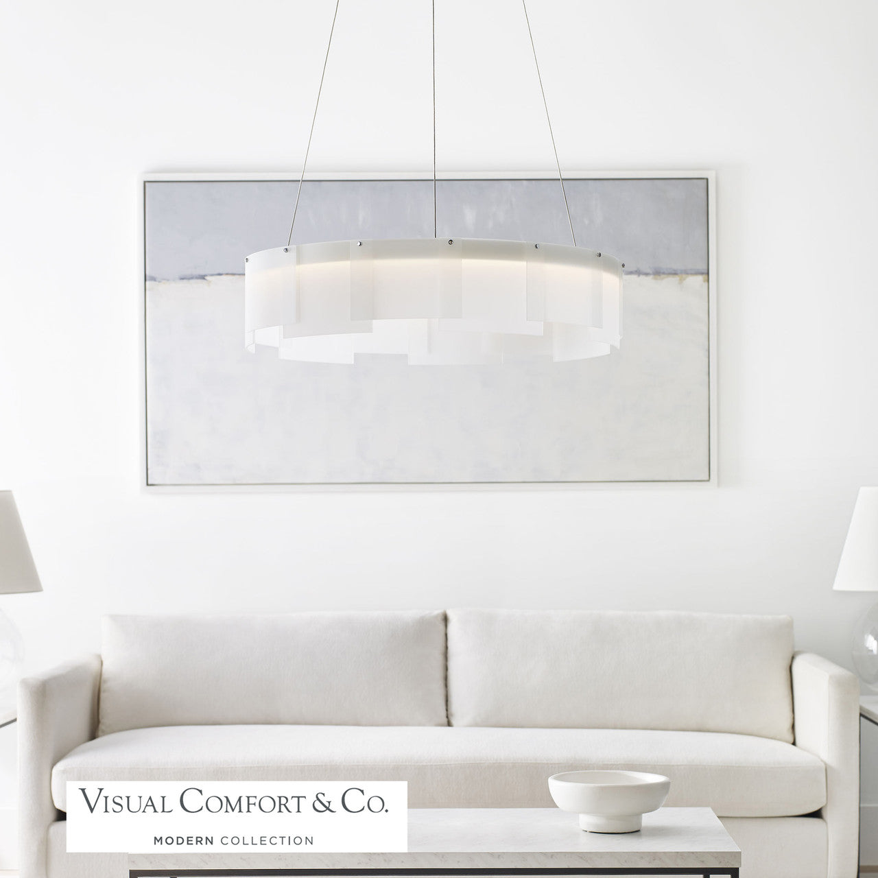 Stratos Chandelier, Integrated LED, Frosted/Satin Nickel , 30.6"W (700STR30FS-LED927 70E7HTW)