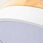 White Round Wooden Ceiling Lamp