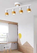 Wooden Adjustable Spot Ceiling Lamp