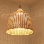 25'' Rustic Bell Shaped Rattan Pendant Light
