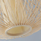 Candyfloss Shaped Ceiling Light Horizontally Oval Bamboo Woven Pendant Light