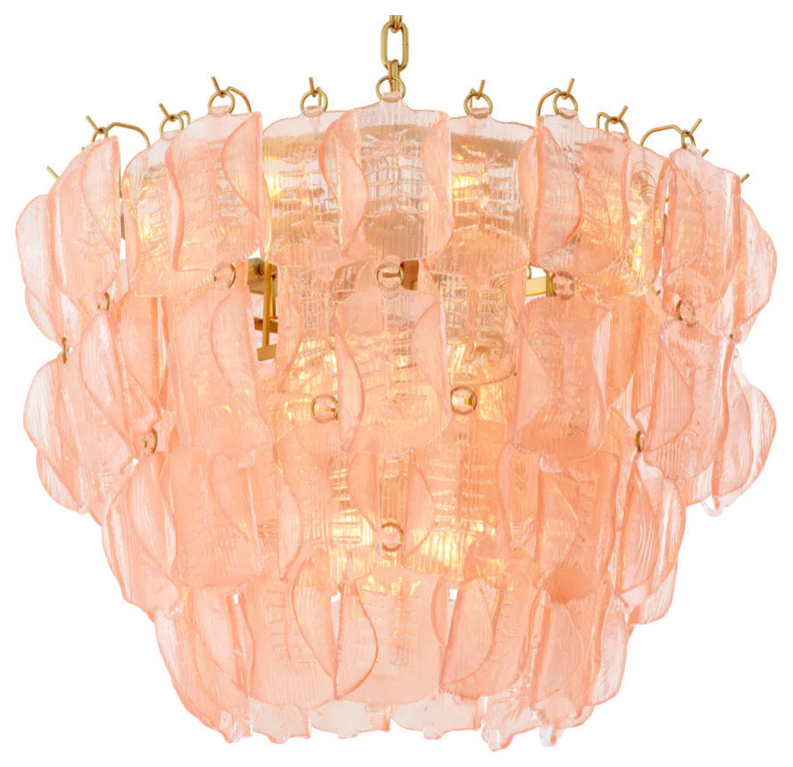 Tiered Handmade Glass Chandelier, Eichholtz Solange, PinkBy OROA - Furniture